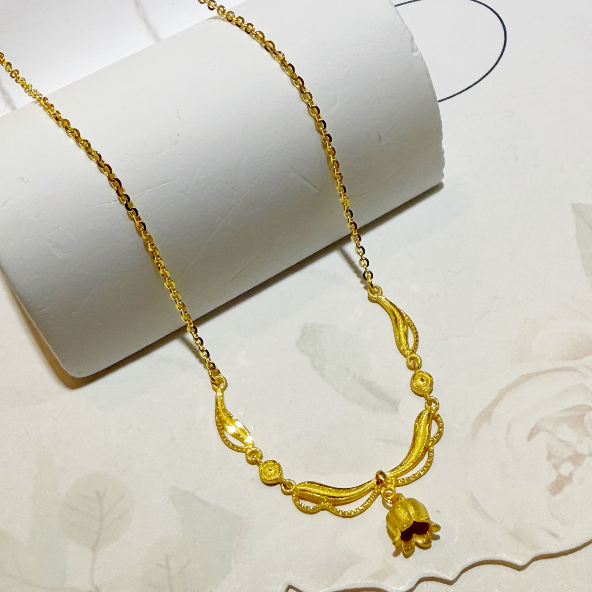 5G工艺【铃兰花流苏黄金套链】足金999