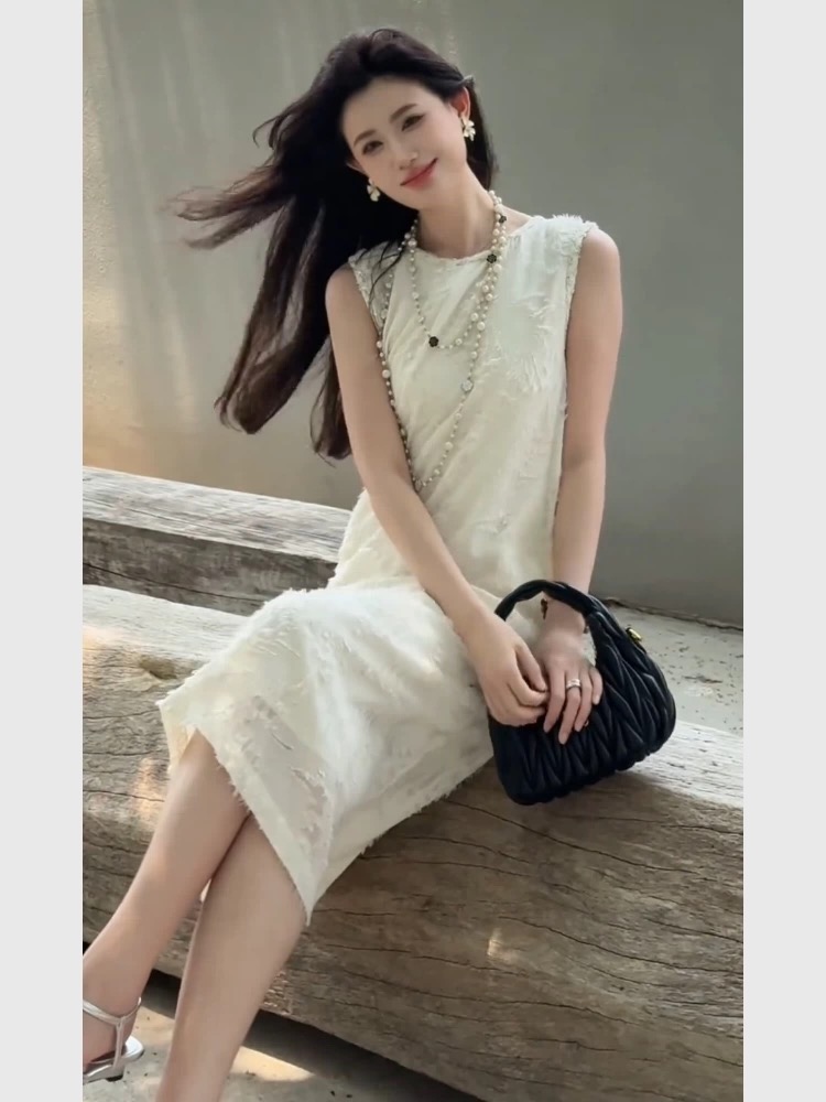 A1-4-1.2.3-YR-2424 法式气质宽松蕾丝无袖连衣裙-冯丽丽