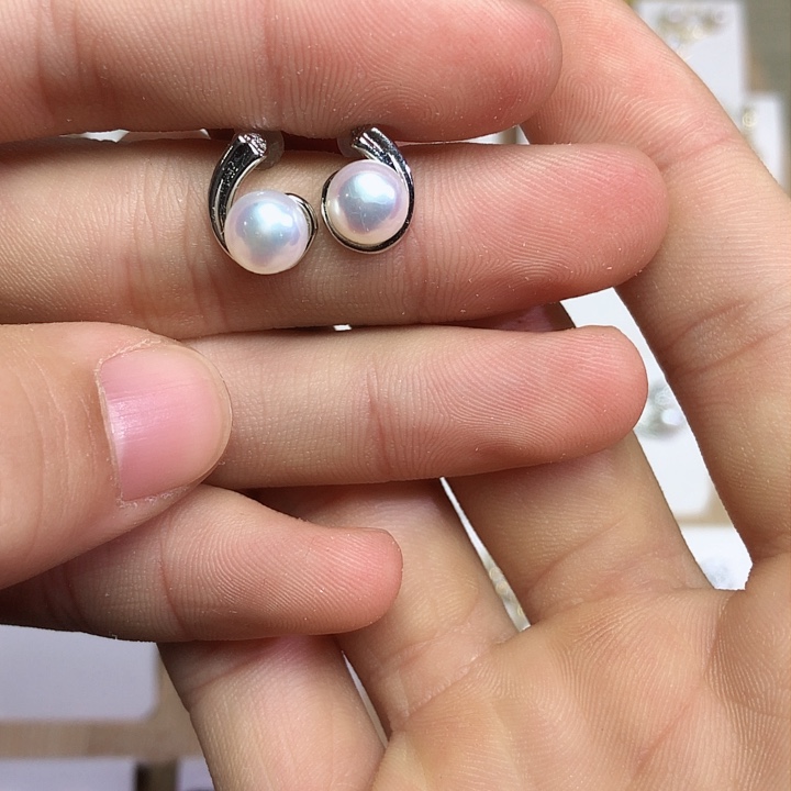 淡水珍珠耳饰银S925镶嵌
