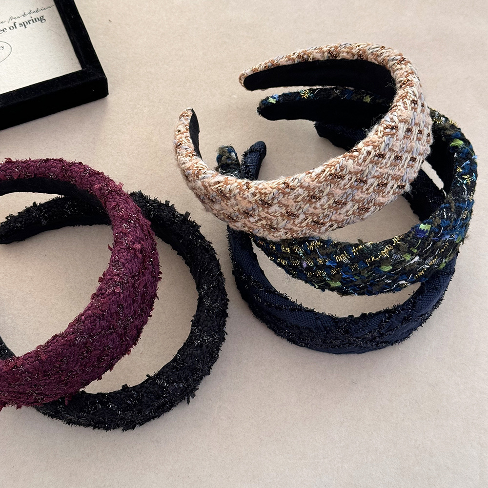 小香风粗线毛线宽边发箍女秋冬新款复古高颅顶头箍显脸小百搭发饰