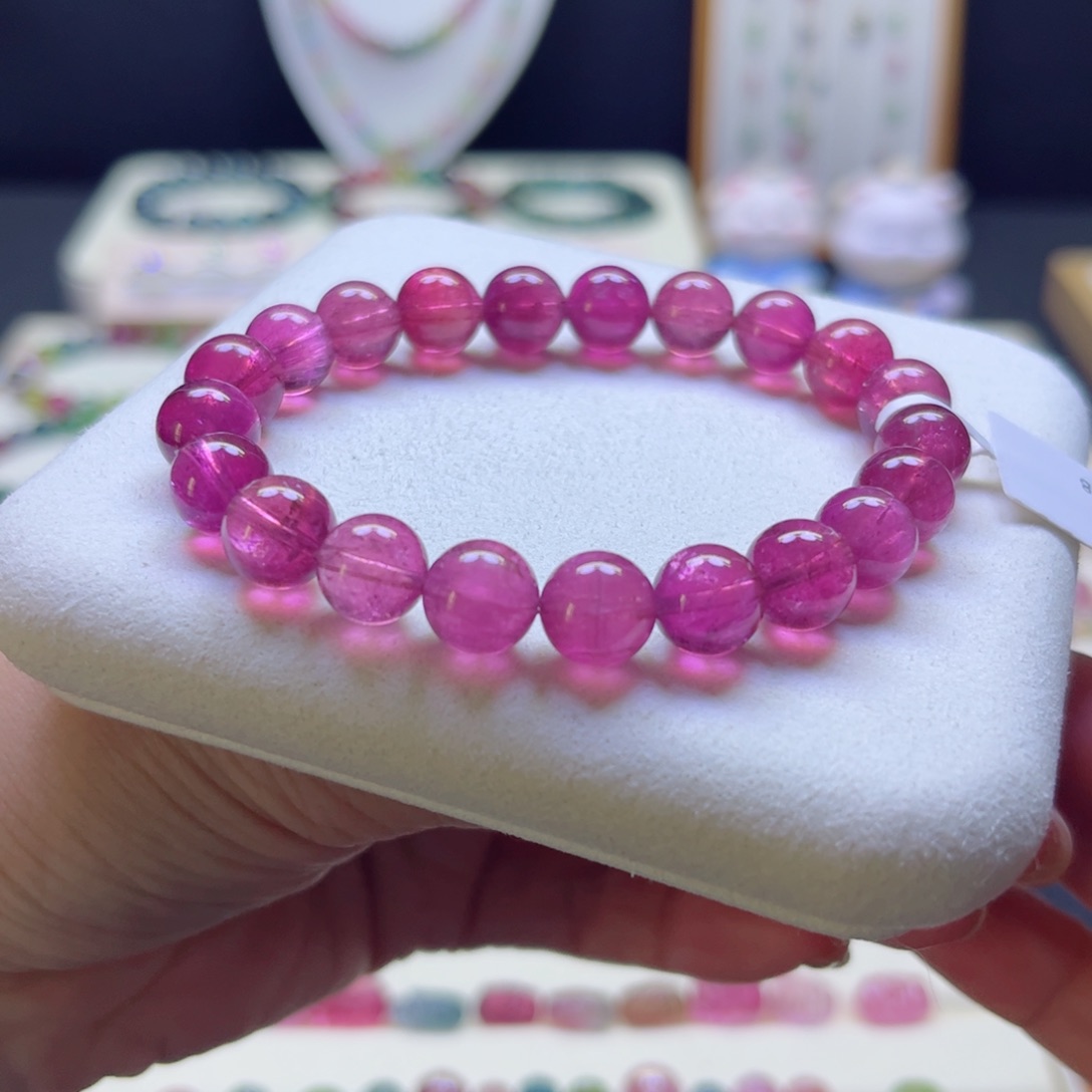 碧玺手链未镶嵌鱼*艳红9.4mm