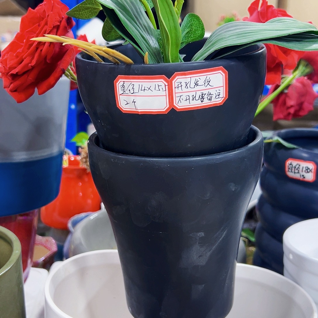 有孔外贸尾单陶瓷花盆凑单10米包邮