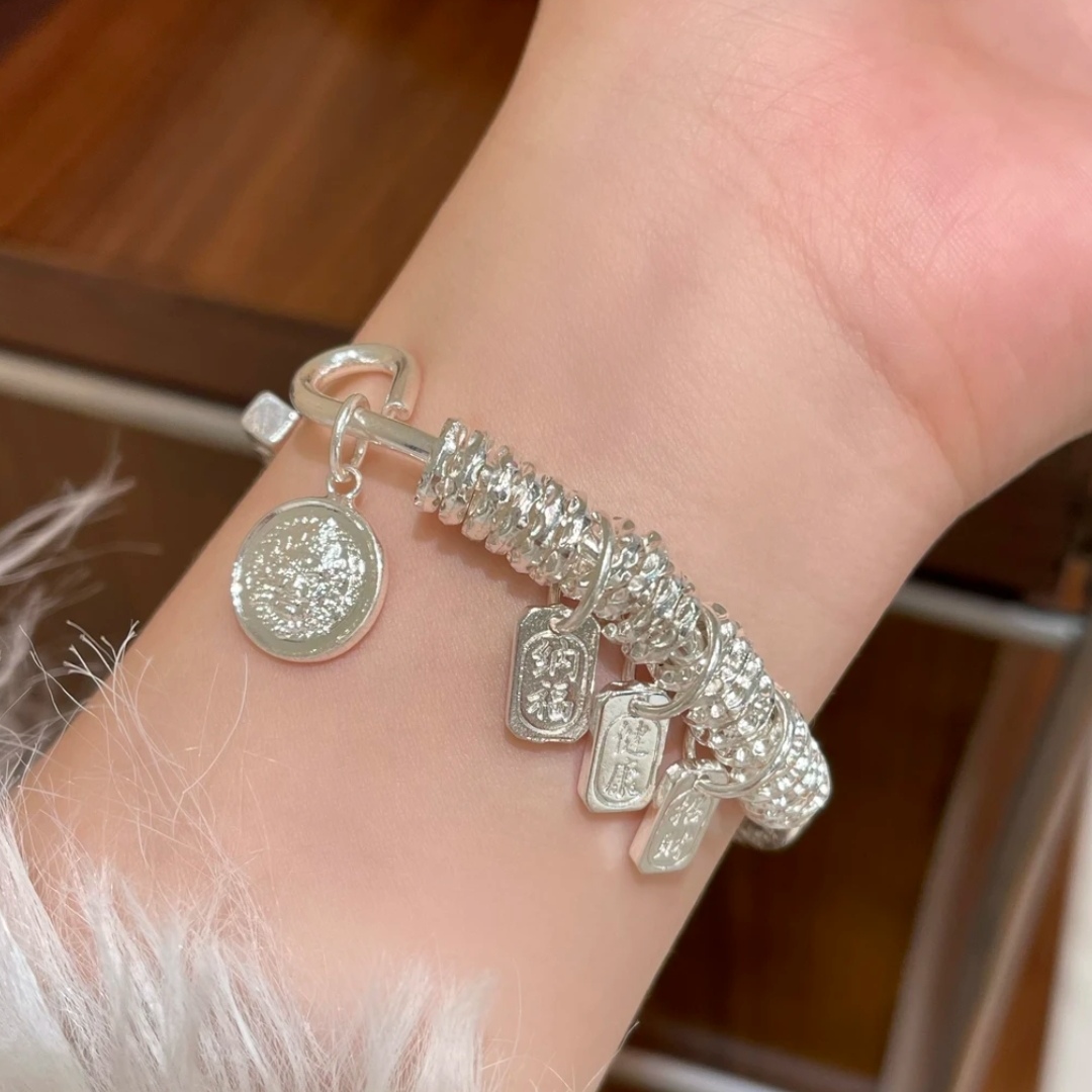 非金属珐琅手镯 999.9银吉言盘缠手镯