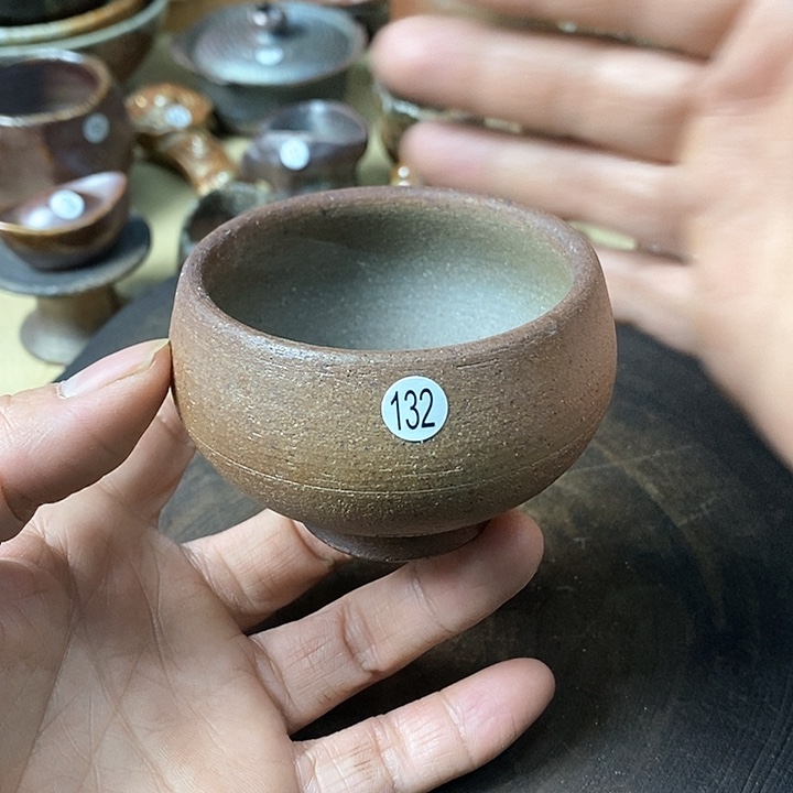 杯手工粗陶、柴烧茶器