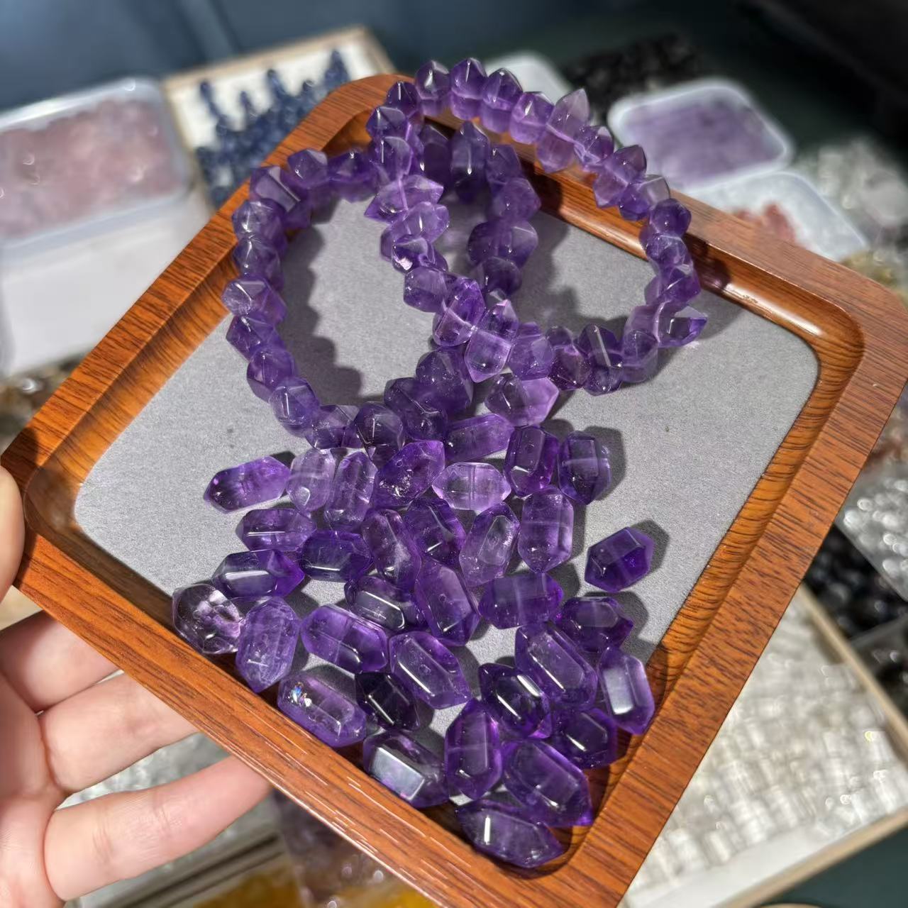 乌拉圭紫水晶双尖散珠