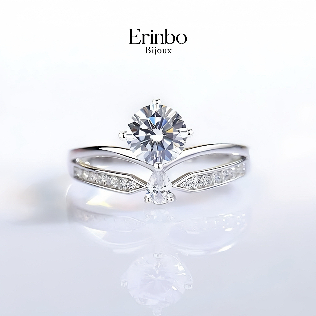 925银莫桑石戒指 “永恒冠冕”S925银高级莫桑钻戒指巴黎风女士戒指