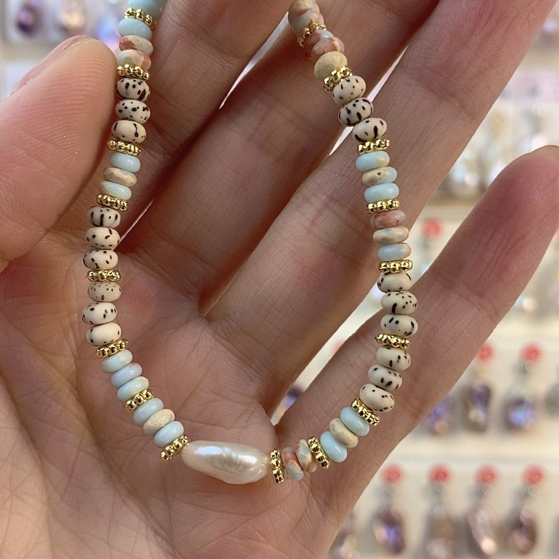 淡水珍珠颈饰银S925镶嵌