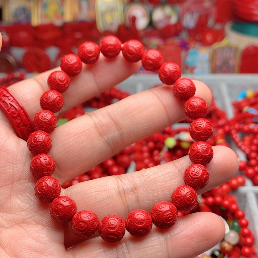 天然辰砂工艺品朱砂六字手串