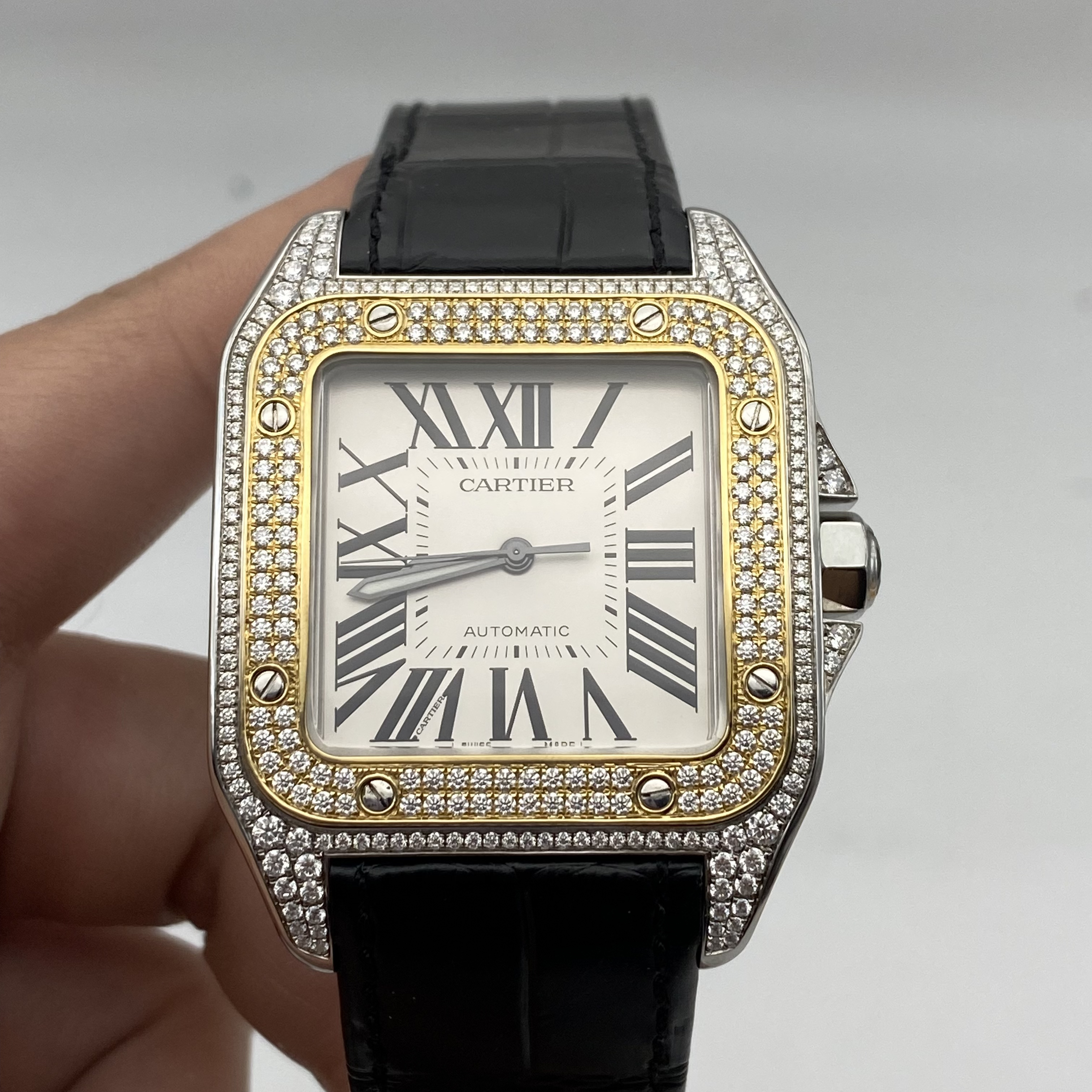 95新 Cartier/卡地亚 卡地亚 山度士 18k 表径51*41mm