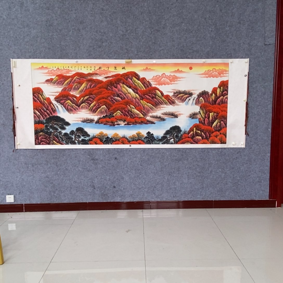 国画八尺精品红山水作品