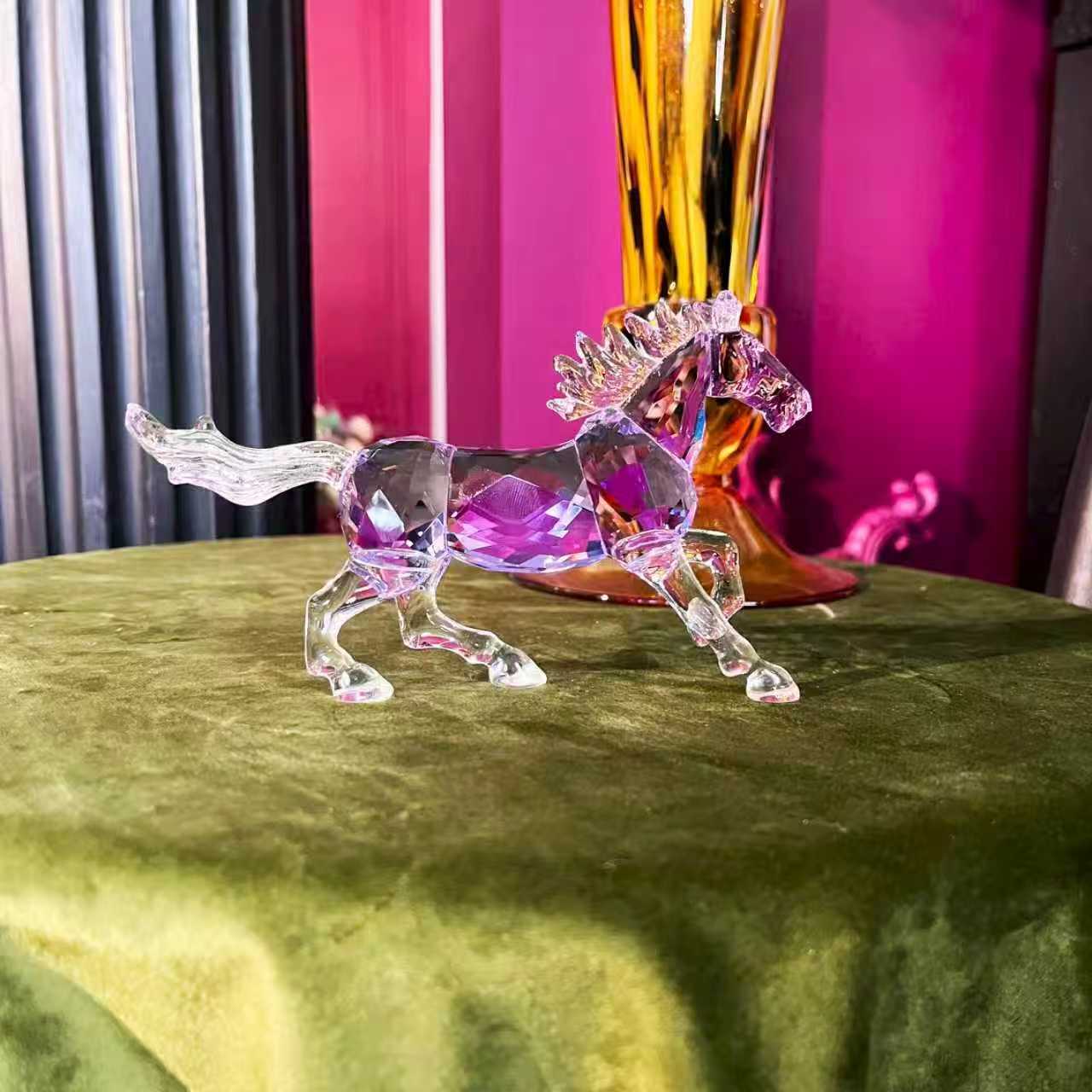 水晶马十二生肖吉祥动物摆件家用创意