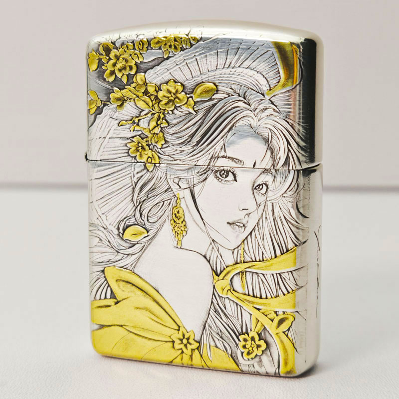 【老李鉴定】ZIPPO打火机正品盔甲茶花女郎双面浮雕镀银云川男DYJ1