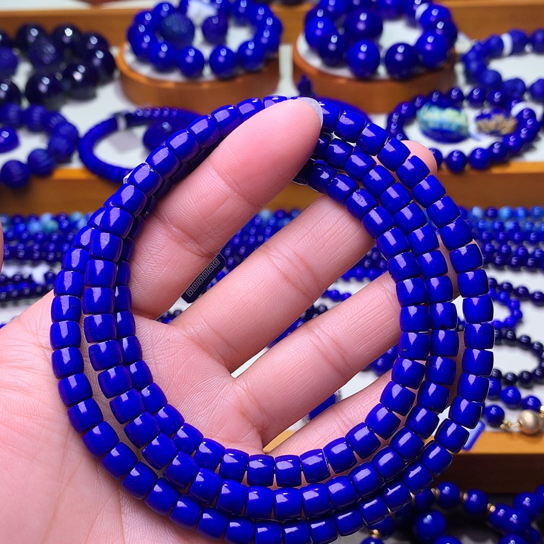 青金石未镶嵌手串6.3m天花板老货特惠直切108佛珠53