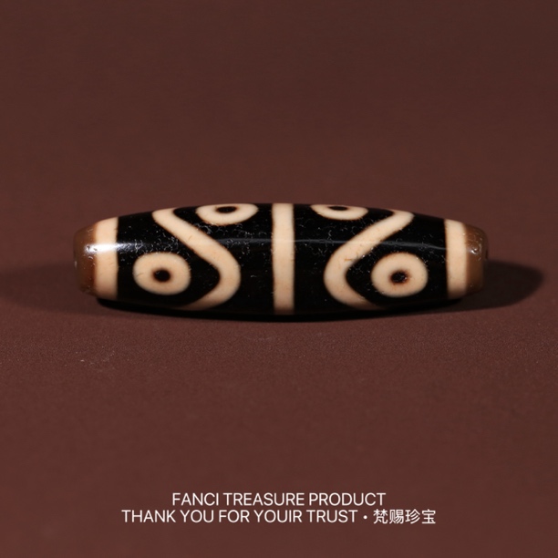 梵赐珍宝·【行运任晓攀老超顶料满砂】水纹金刚八眼51x13.9mm天珠