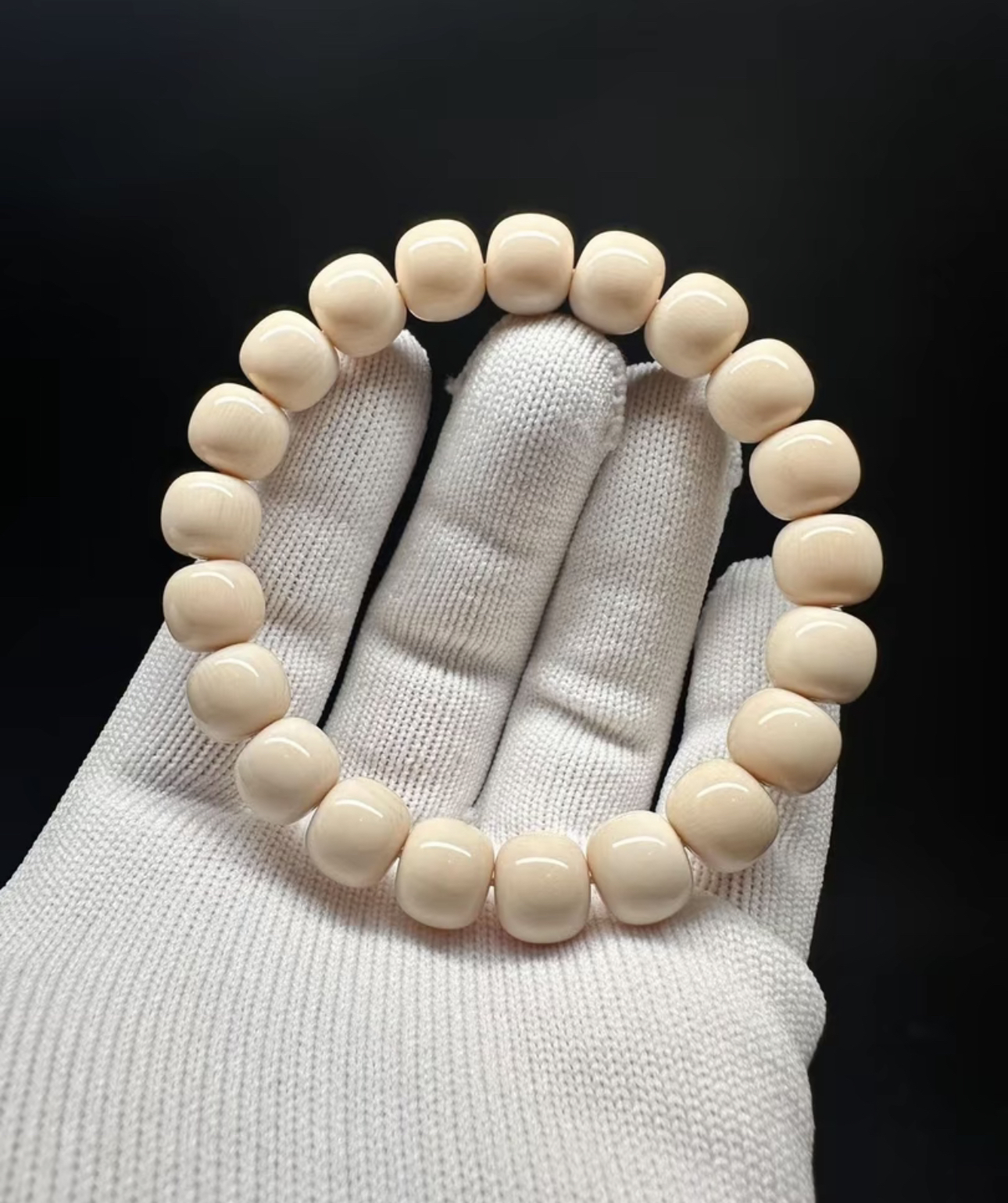 猛犸象牙精工圆珠老型直切手串