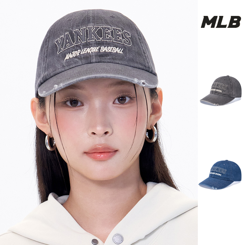 MLB韩国正品男女情侣时尚百搭牛仔可调节软顶棒球帽25秋冬新款