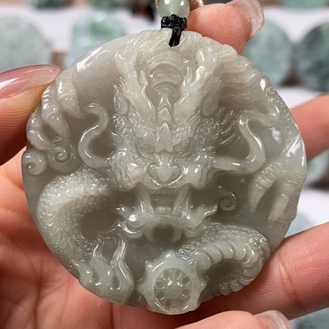 翡翠颈饰未镶嵌龙凤呈祥两面工福利