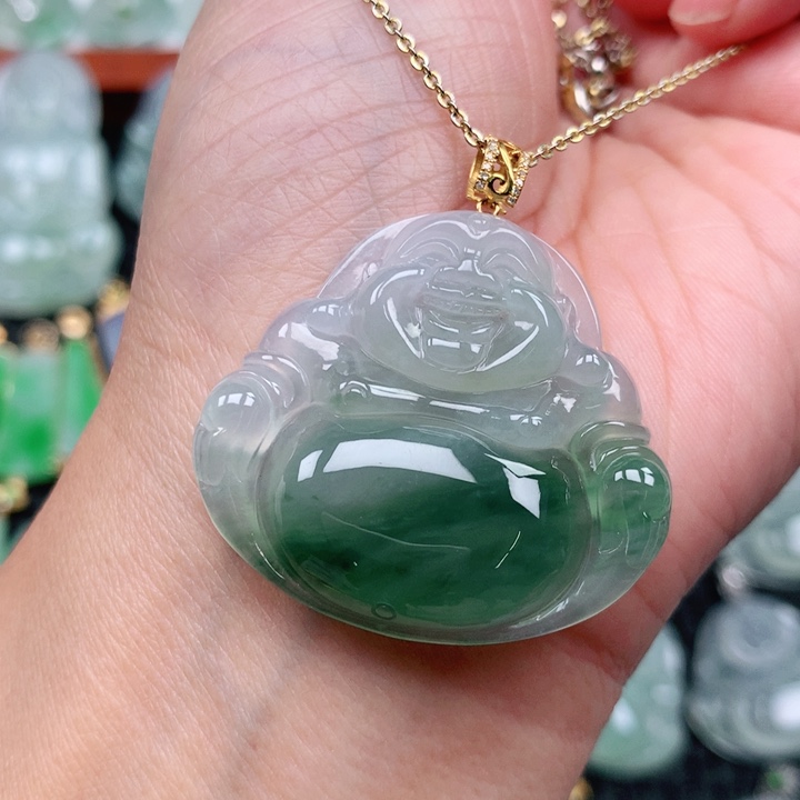 翡翠吊坠(不含链)18K金镶嵌