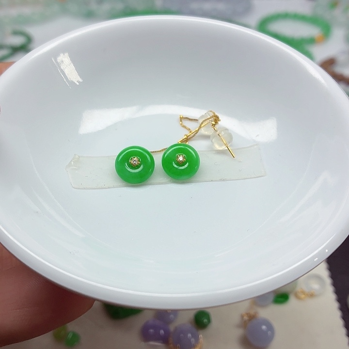 翡翠18K金镶嵌手链天然缅甸翡翠A货