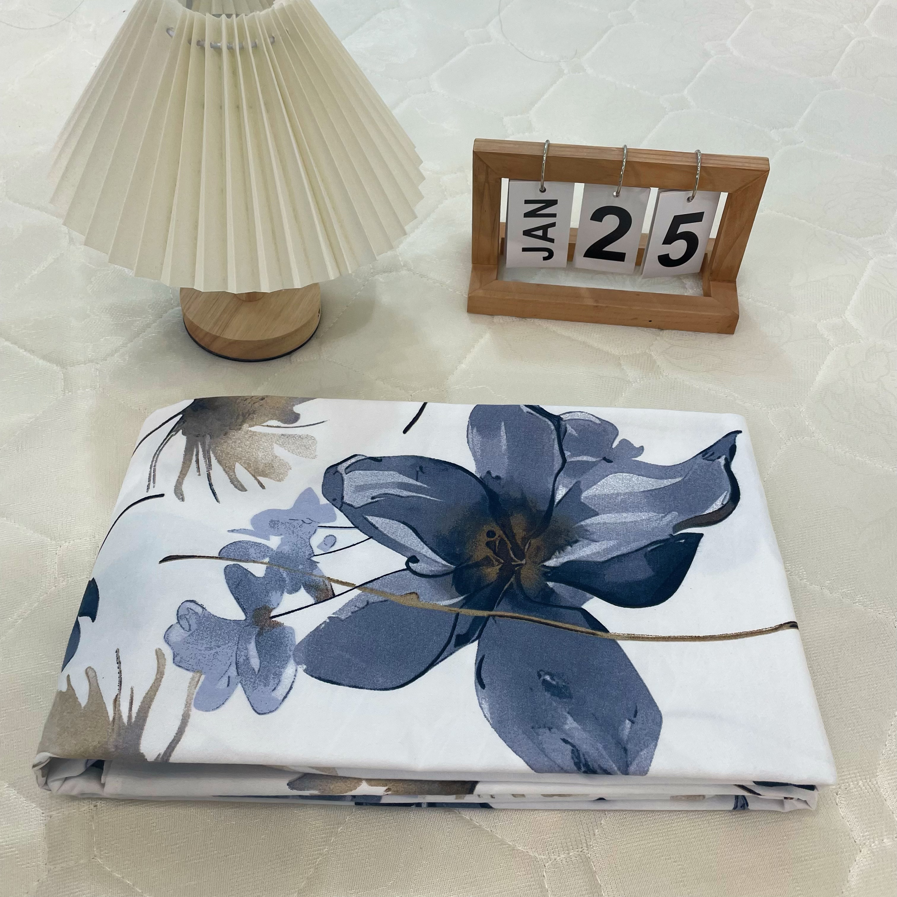 【1.8米床单】精纺高支斜纹花开淡墨180×230柔软亲肤四季通用