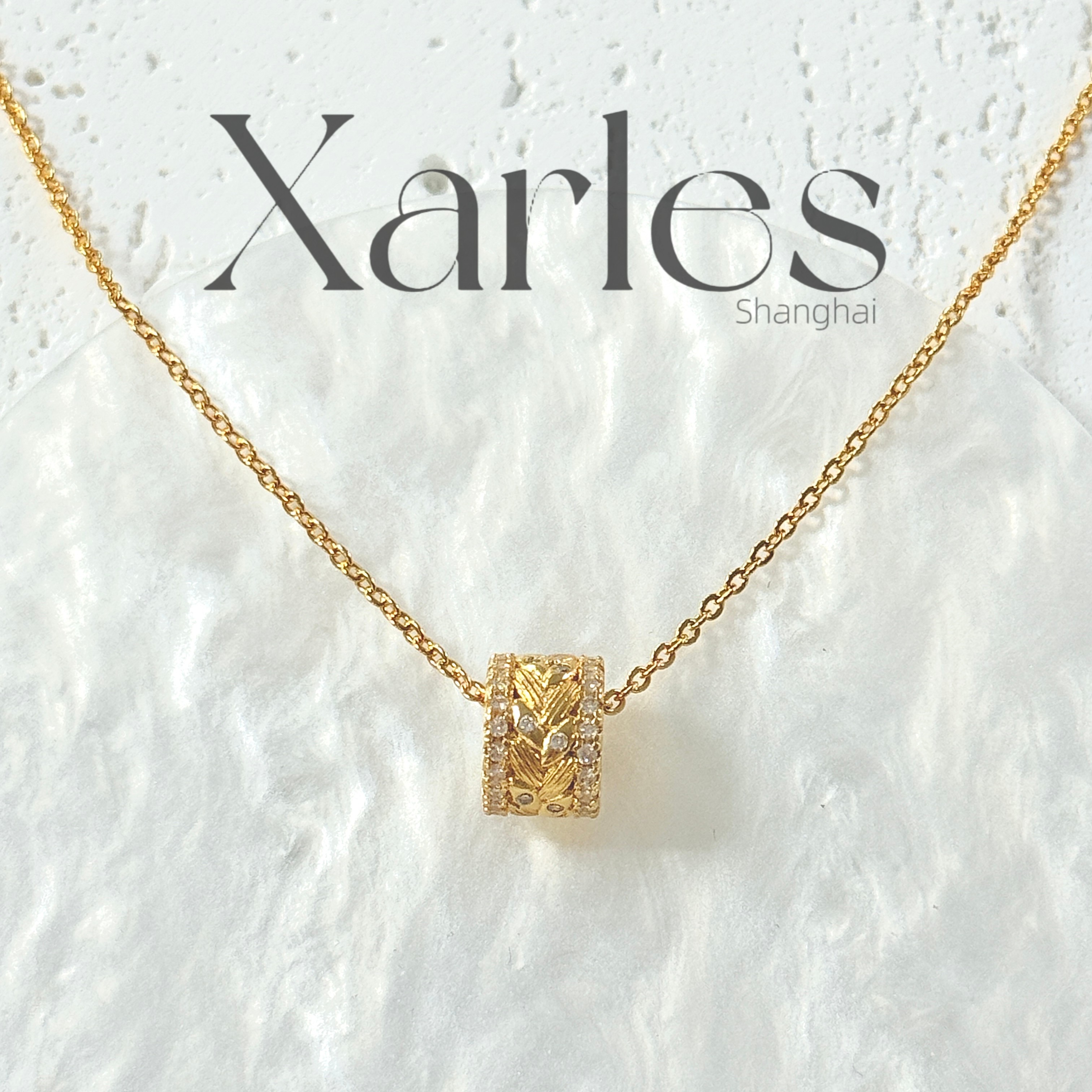 铜合金项链 树叶圆环项链X23533