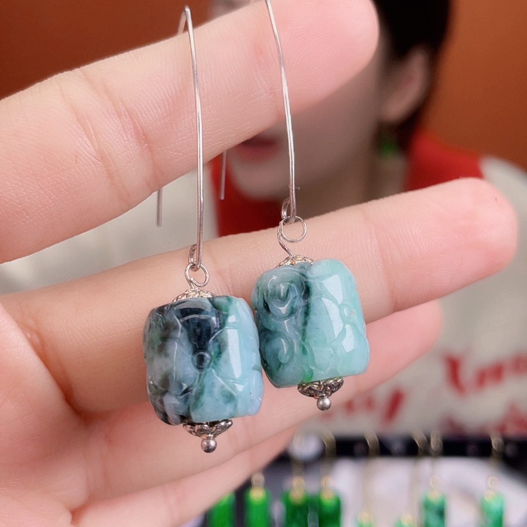 翡翠未镶嵌耳饰饰品