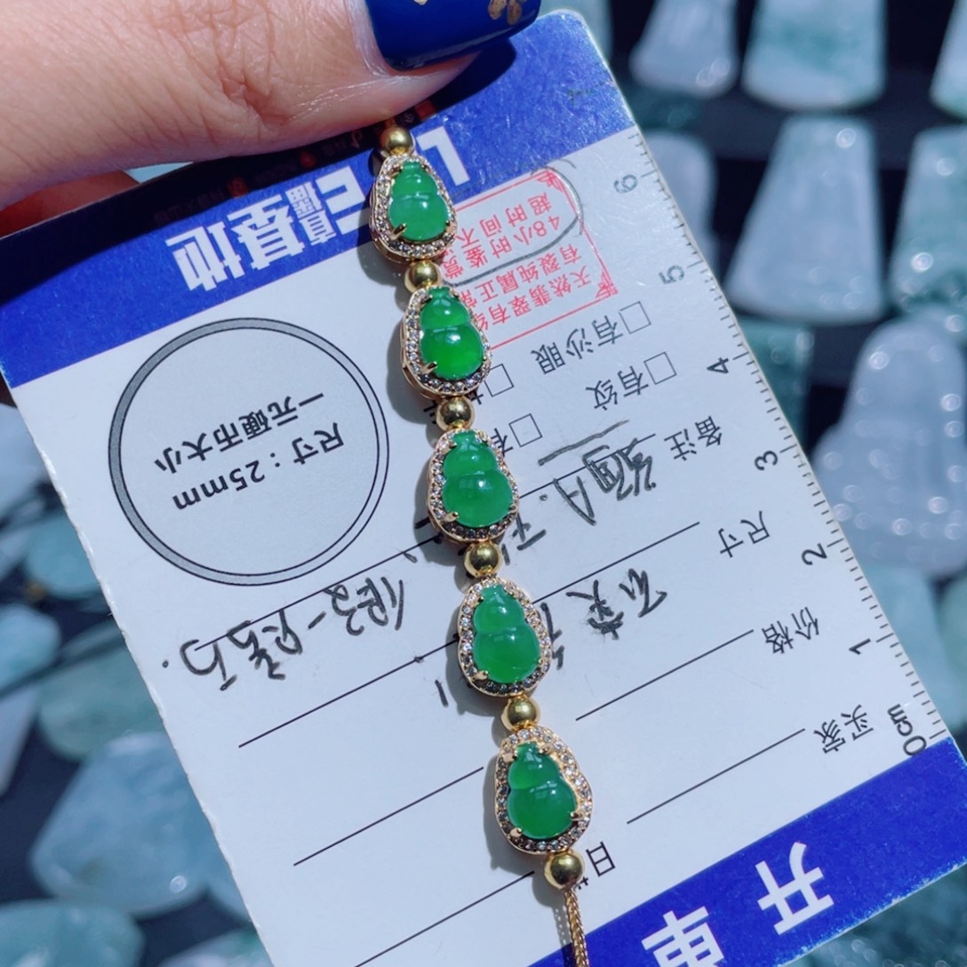 碳***泡翡翠银S925镶嵌颈饰葫芦手串