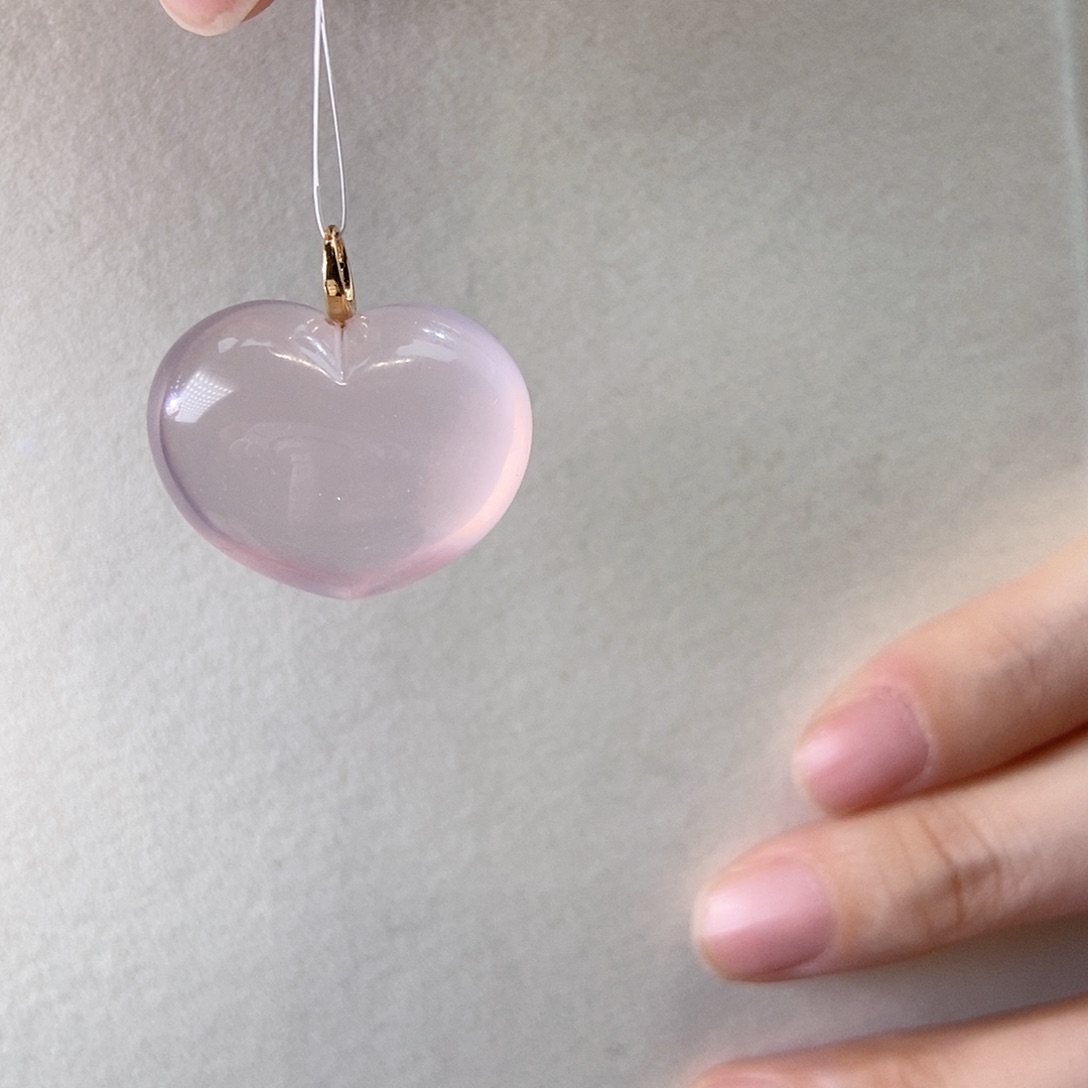 芙蓉石颈饰18K金镶嵌胖爱心