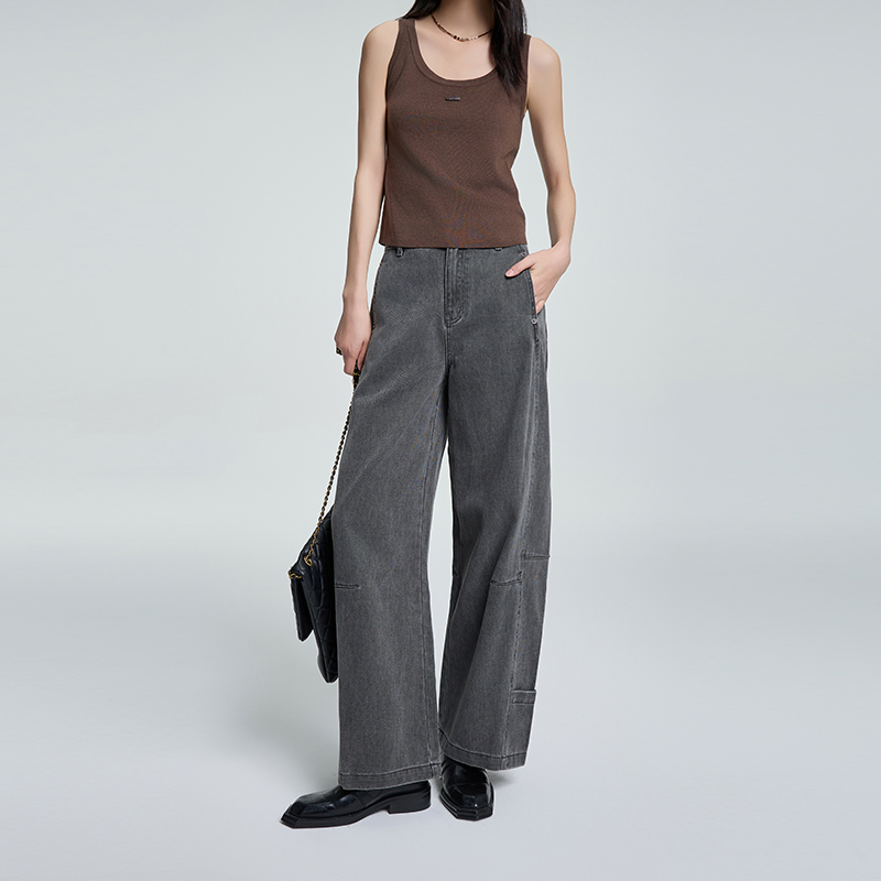 2026春S5C新款牛仔裤日常通勤1B668设计感高腰百搭复古直筒裤