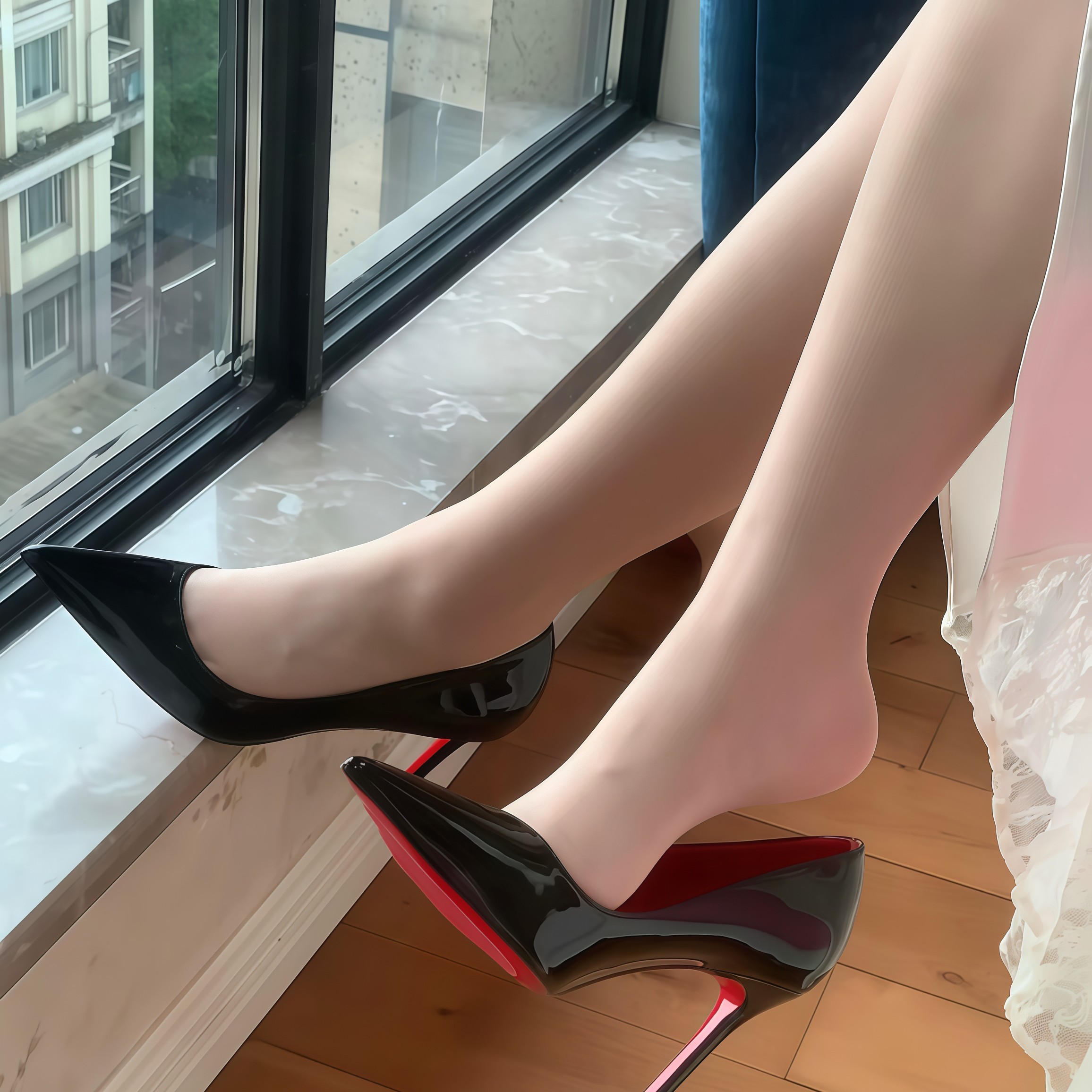 秋冬新款性感百搭细跟尖头黑色职业工作女单鞋筒靴鞋