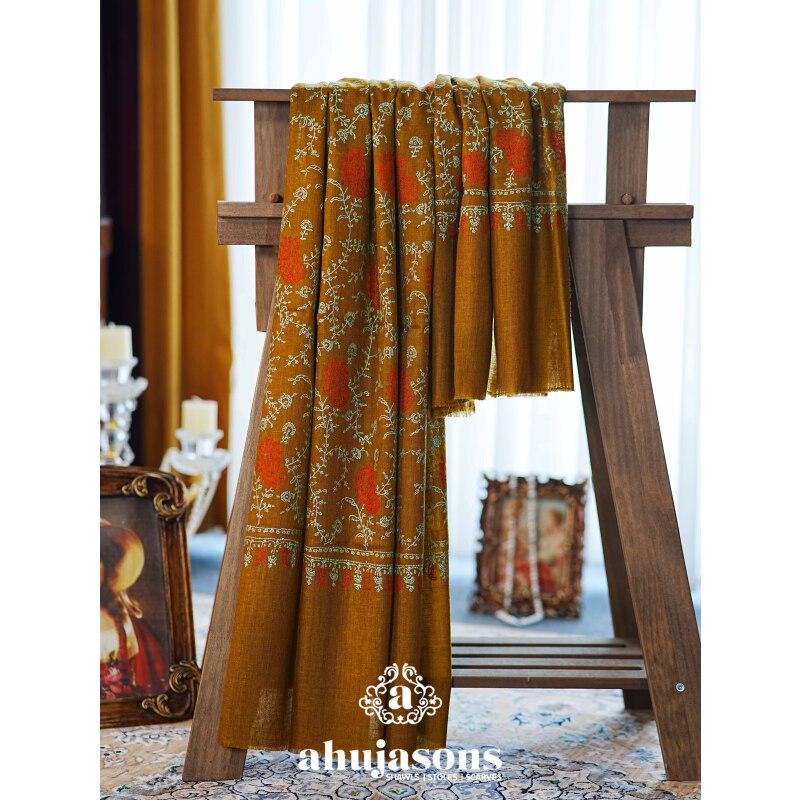 克什米尔pashmina披肩围巾刺绣藤曼 100*200 60054-41