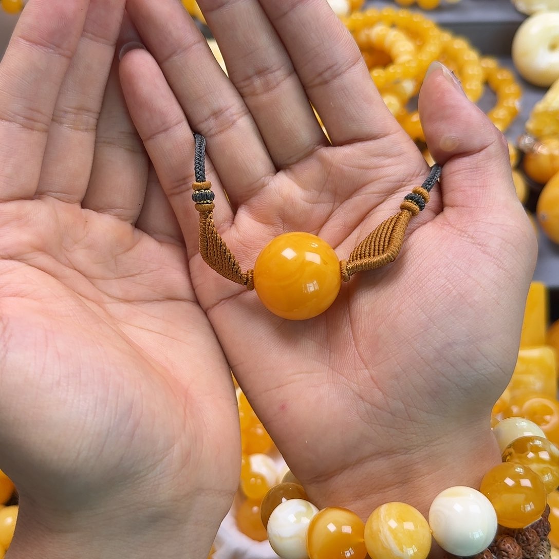 蜜蜡珠宝奇石未镶嵌锁骨26mm