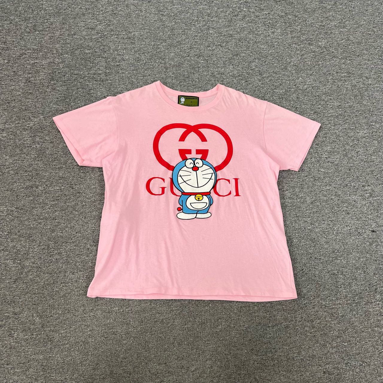 99新 GUCCI/古驰 刺绣机器猫联名 胸前大logo粉色短袖