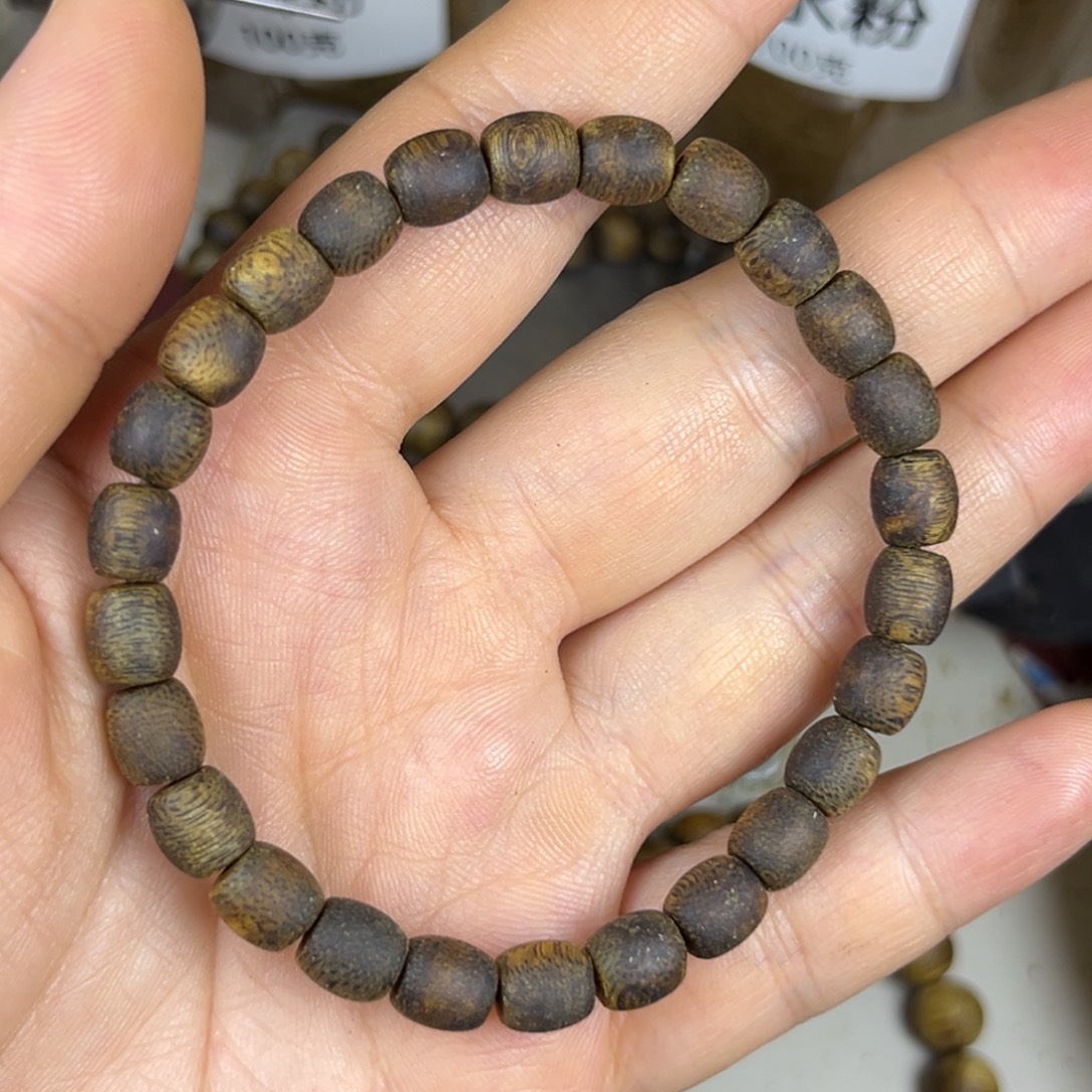 沉香碎屑沉香蓝宝石沉水浮07鼓珠单圈