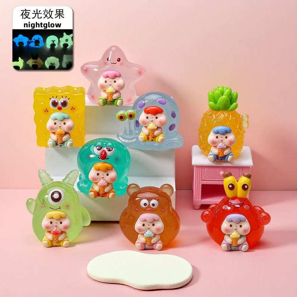 海绵宝宝系列手工DIY树脂夜光潮玩