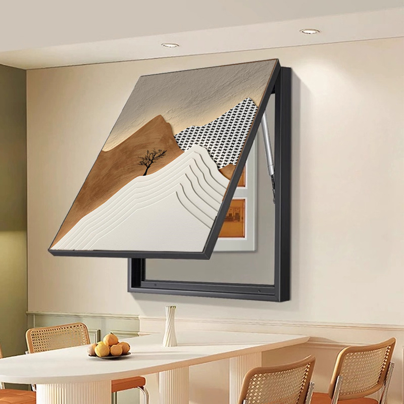 现代简约电表箱遮挡装饰画黑白高级感电闸盒强弱竖版配电箱挂画