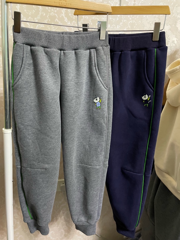 童装裤子冬装新款马啦丁同款男小童撞色嵌条趣味印花设计针织长裤