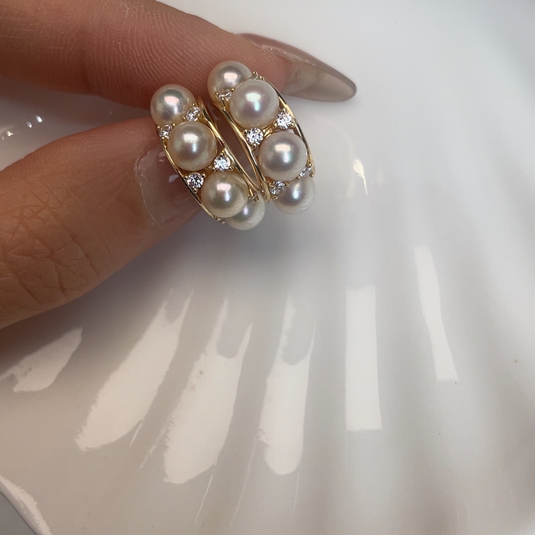 海水珍珠耳饰银S925镶嵌