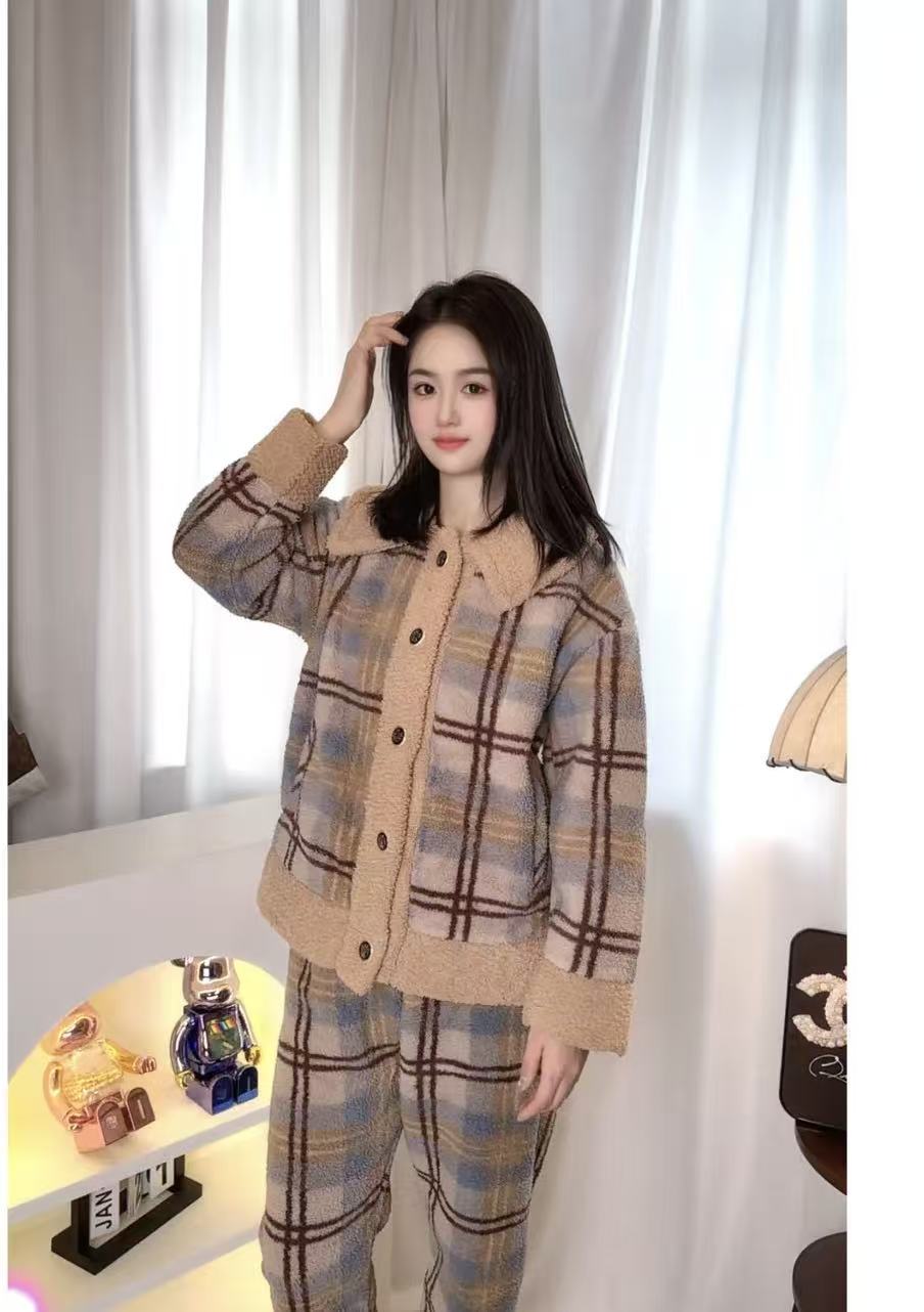冬款睡衣套装保暖气质时尚毛绒睡衣长款