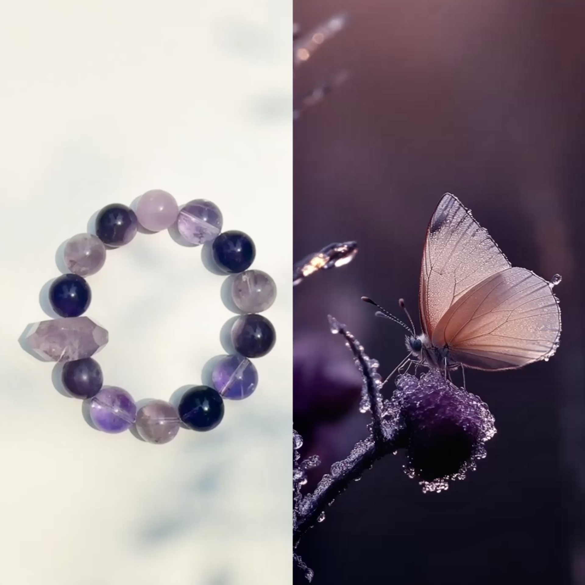 非金属玻璃手链 【五行喜火】神秘紫色系天然色火系大满贯手串手链