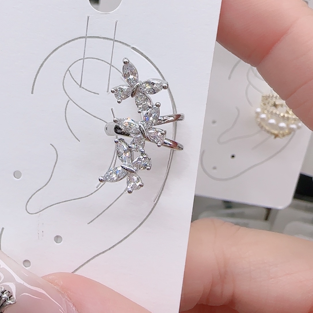 铜合金锆石925银耳环