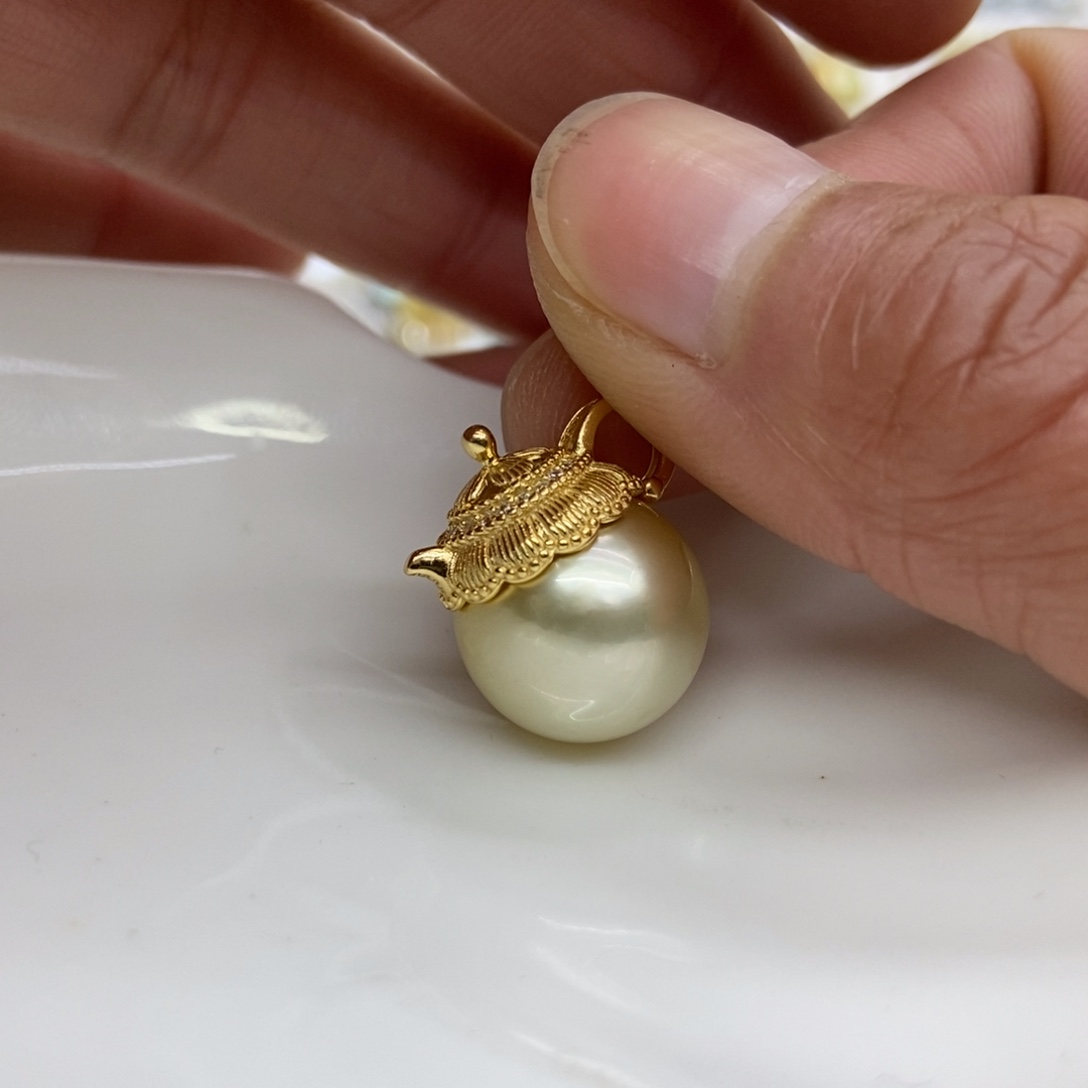 海水珍珠吊坠(不含链)银S925镶嵌