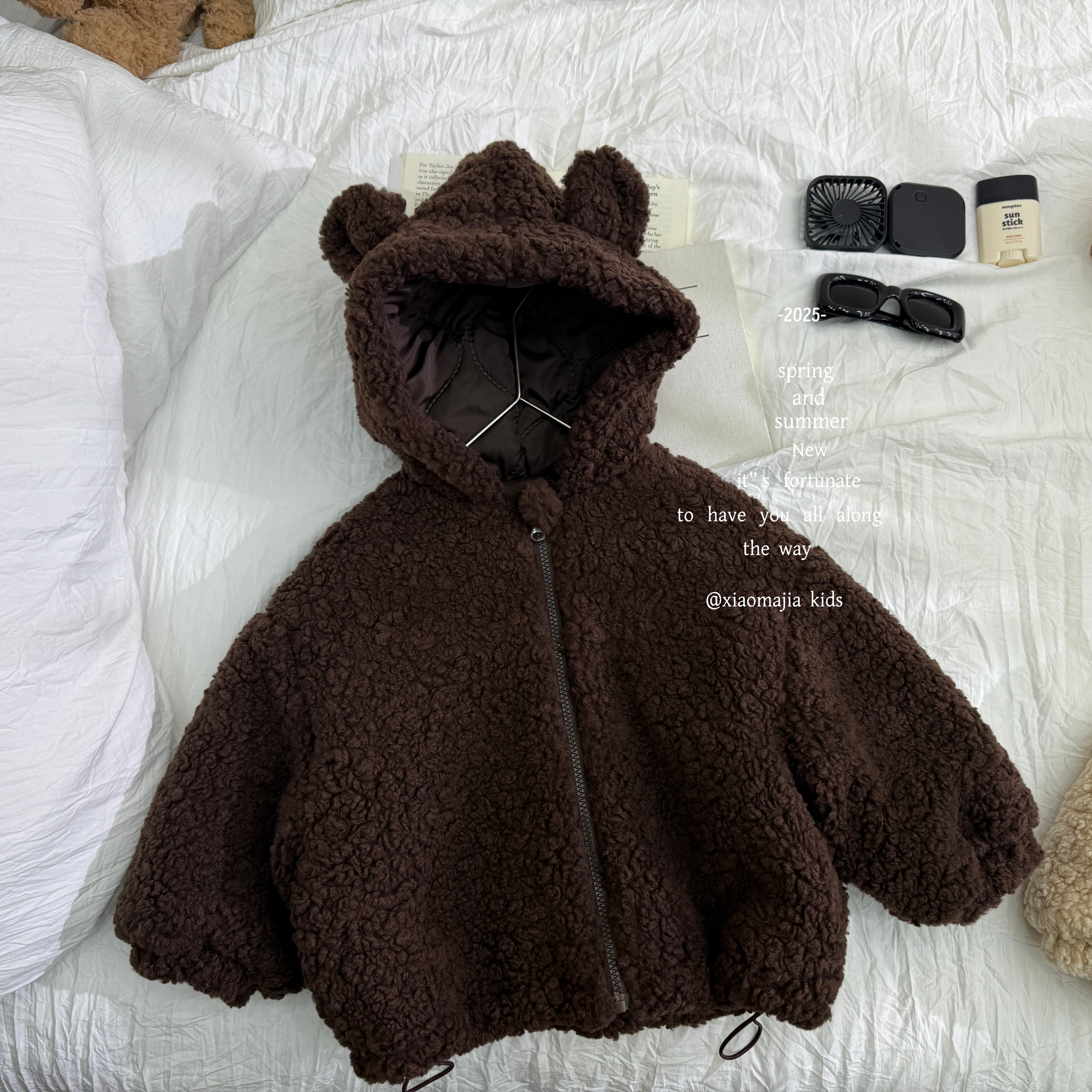 00小马家2025冬季儿童毛毛连帽棉服D-7176保暖秋冬厚款棉衣中性