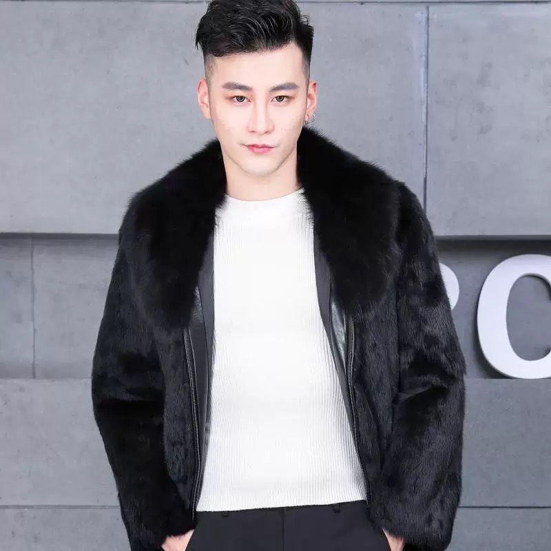 秋冬新款整皮皮草外套皮毛一体狐狸领立领长袖