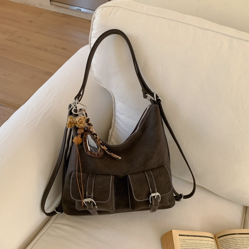 大容量多口袋单肩斜挎双肩包学院风背包一包多用上班通勤托特包