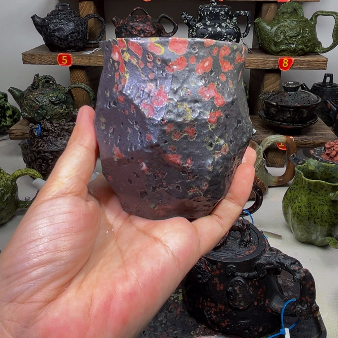 石材梅花玉安山玉随形杯220C