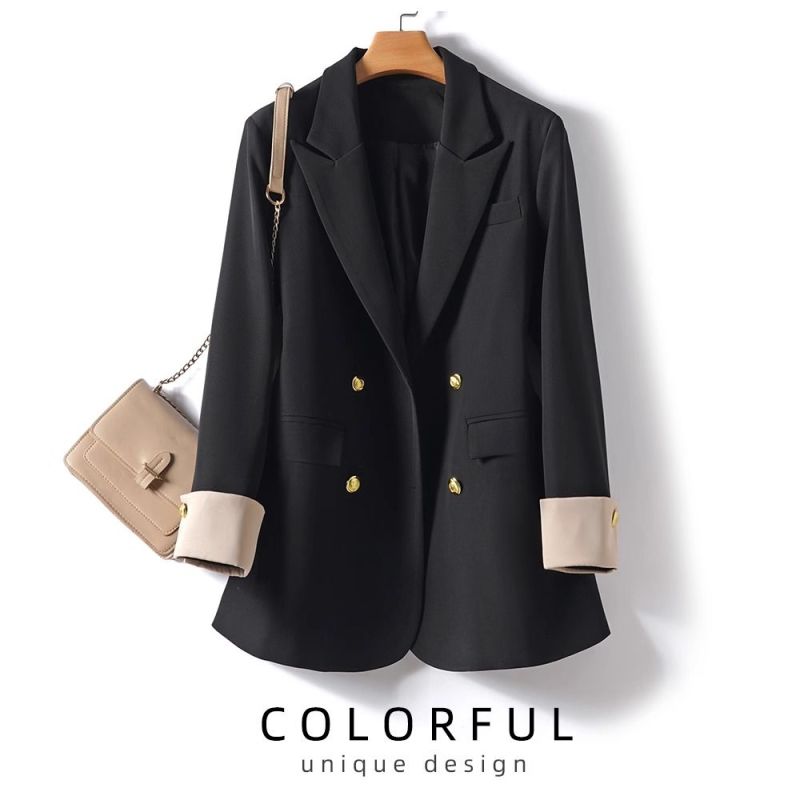 春秋新款胖mm200斤西装外套女2025休闲大码宽松双排扣西服上衣潮