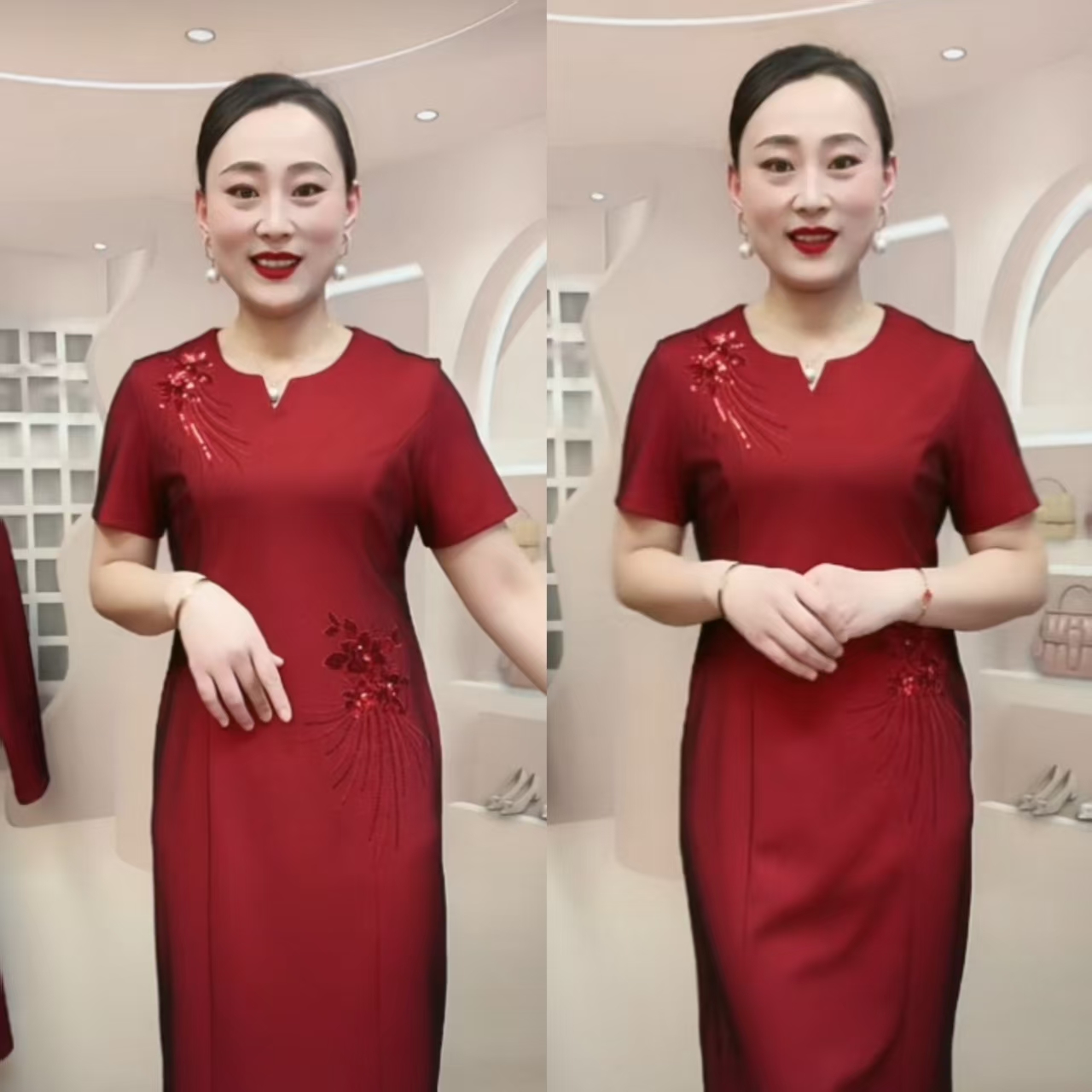 x【WX2403/D短袖】小个子喜婆婆妈妈装2025新款爆款连衣裙婚宴礼服