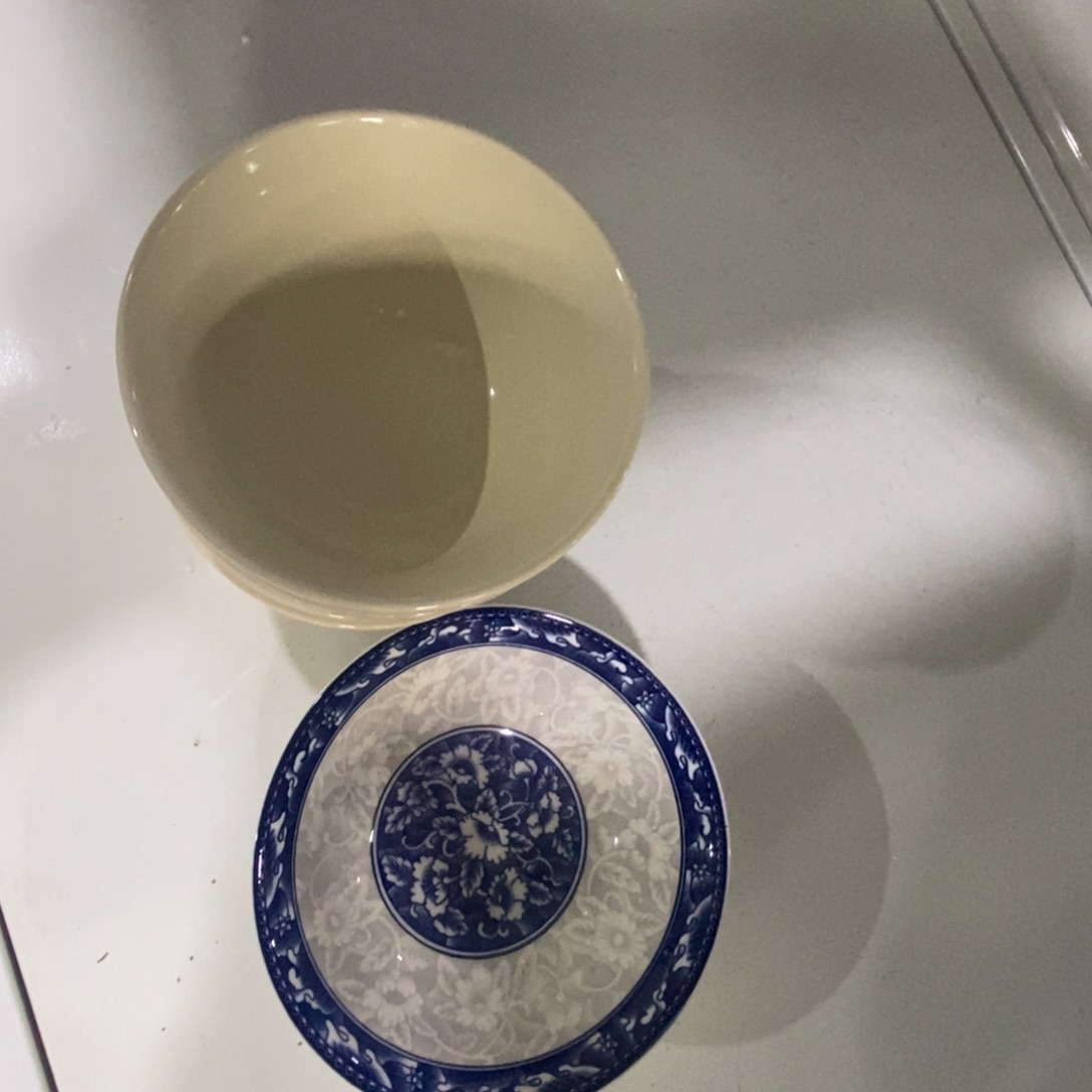 瓷5个奶黄米饭碗 +一个4英寸青花瓷小碗