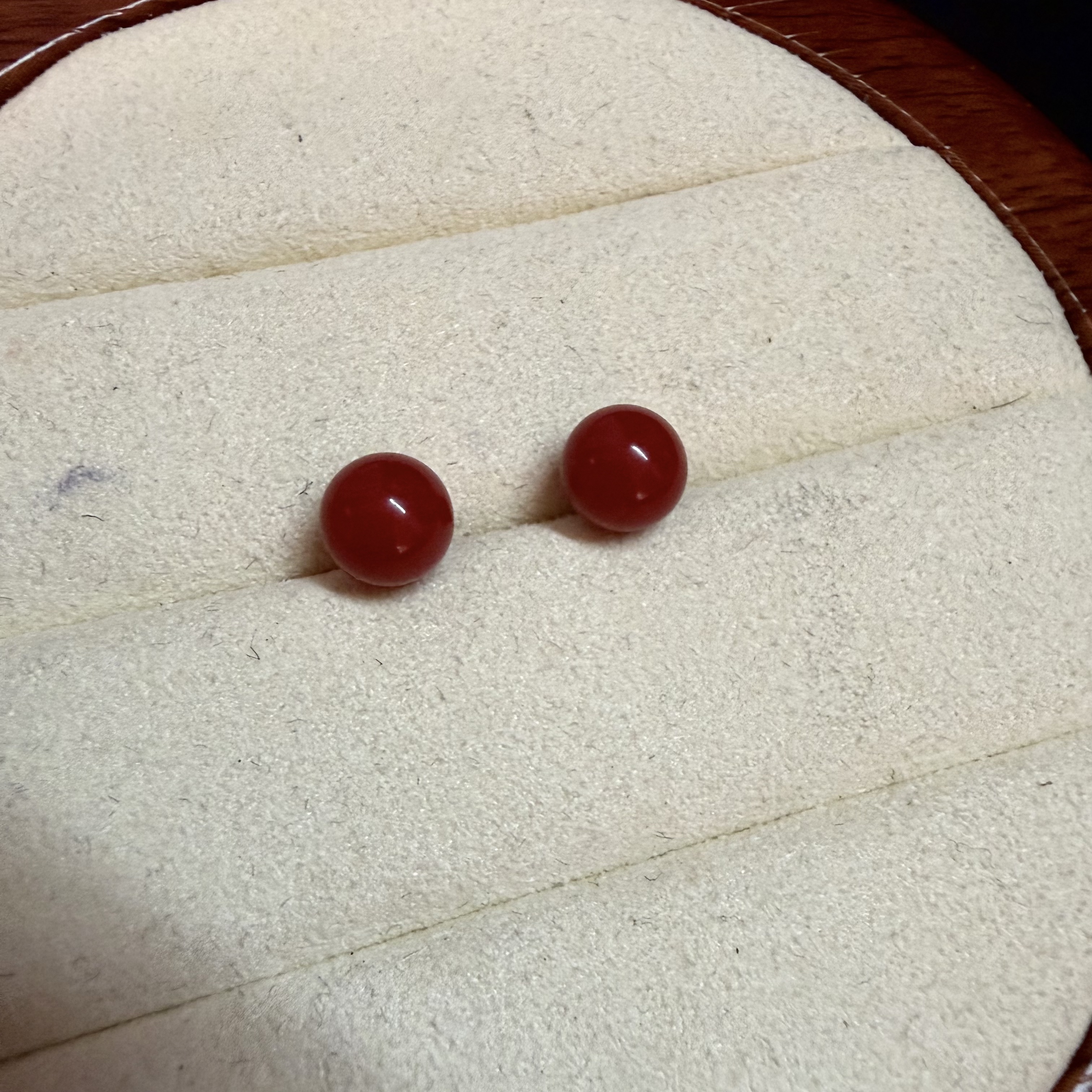 【碧海丹心】天然红珊瑚沙丁科西卡耳钉 18k金镶嵌-13011